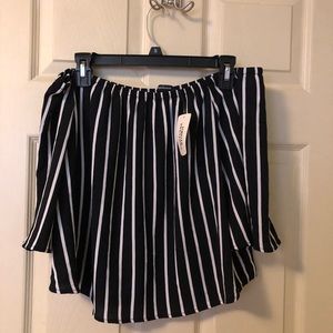 Forever 21 black and white off the shoulder shirt